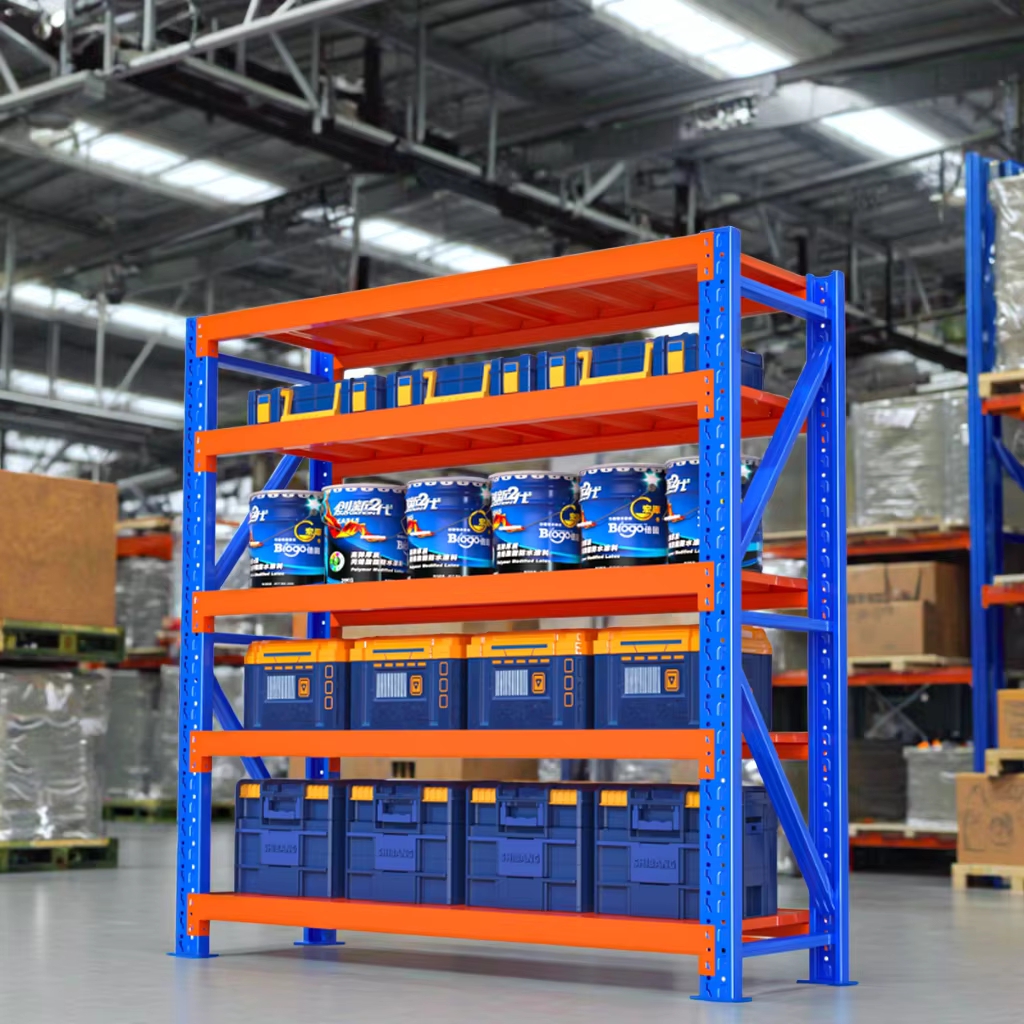 Racking Adjustable Metal Boltless Shelf And Racks Warehouse Storage Medium Duty Metal Rack Shelf