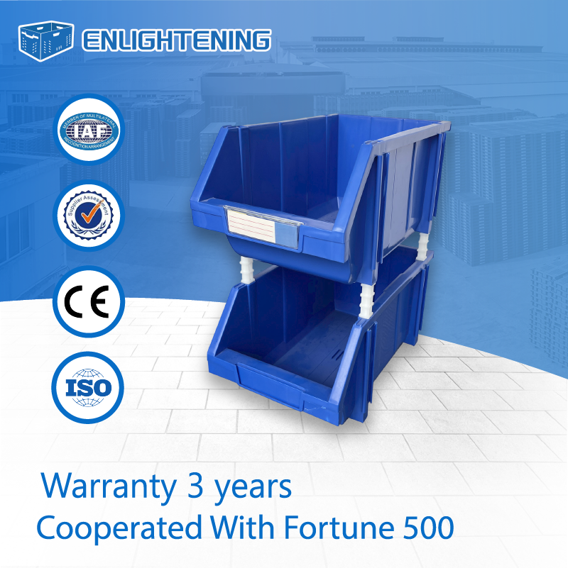 350x210x150mm Plastic Shelf Bin with Internal Dividers Warehouse Racking Organizer Crate