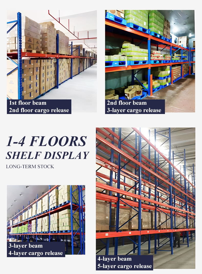 Industrial pallet storage shelf rack structure