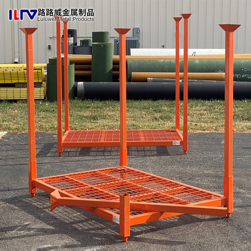 Warehouse Storage Steel Stackable Racks Portable Stacking Racking with Mesh Pallet