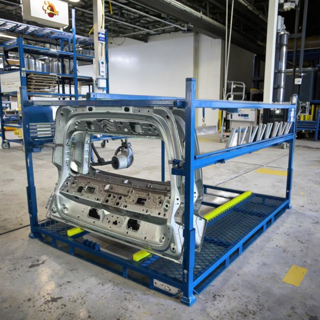 Foldable Backdoor Transport Rack with Wheels Heavy-Duty Cart for Automotive Rear Component Transfer Multiple Purpose Heavy Duty