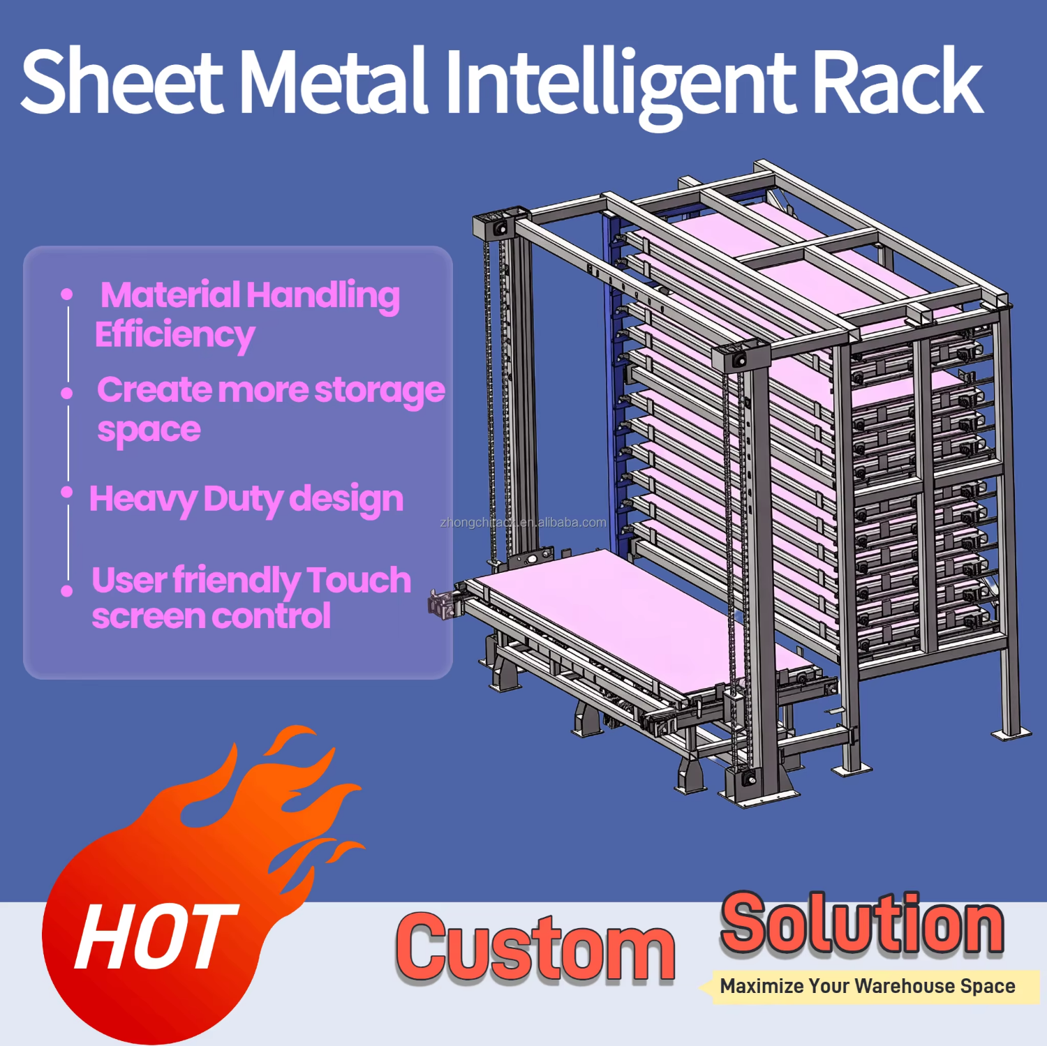 Intelligent Steel Vertical Sheet Storage Rack Automated Plate Warehouse with Robot Automatic Loading Function Heavy Duty