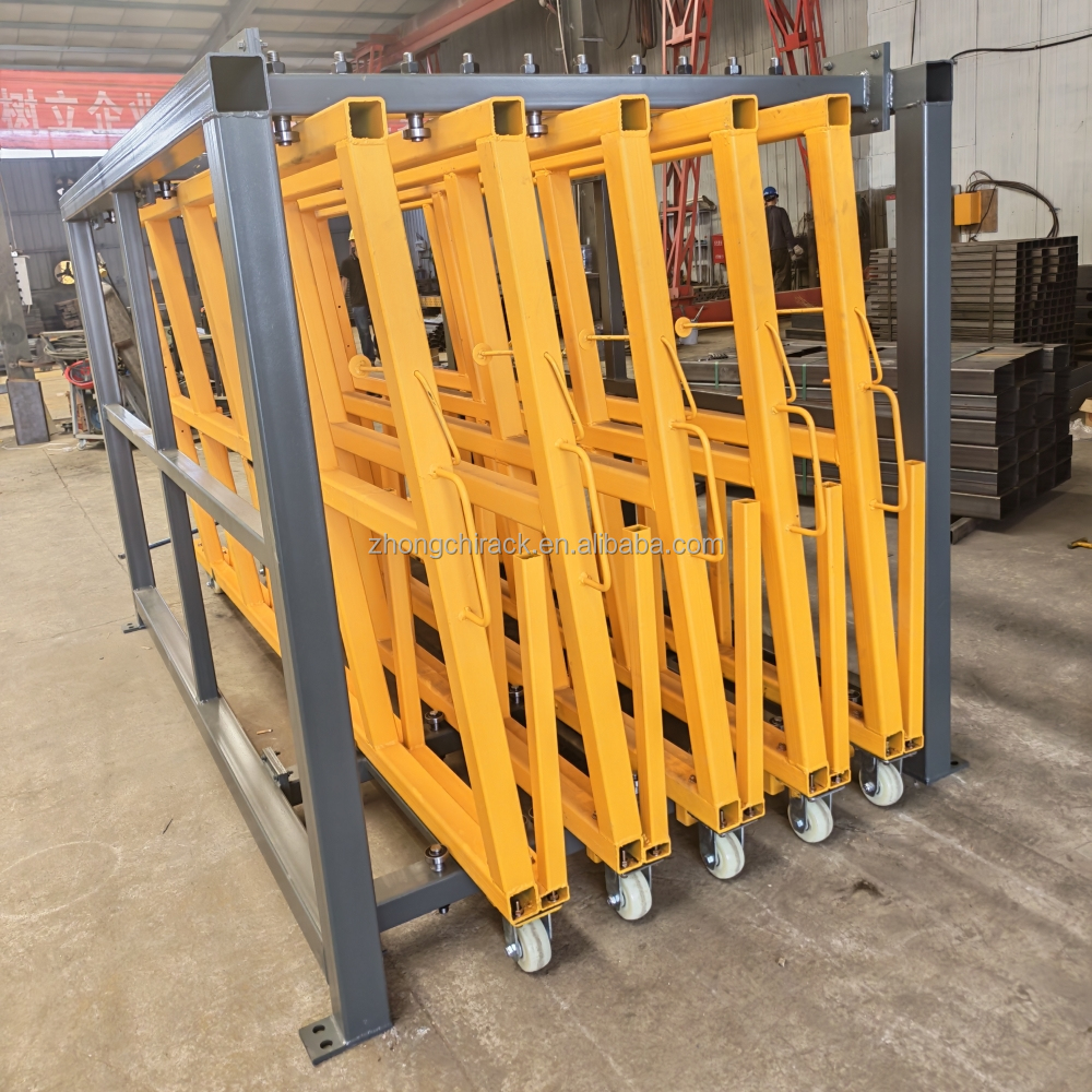 Heavy Load 8-Layer Adjustable Vertical Roll Out Sheet Rack With Wheels For Steel Aluminum And Panel Material Storage