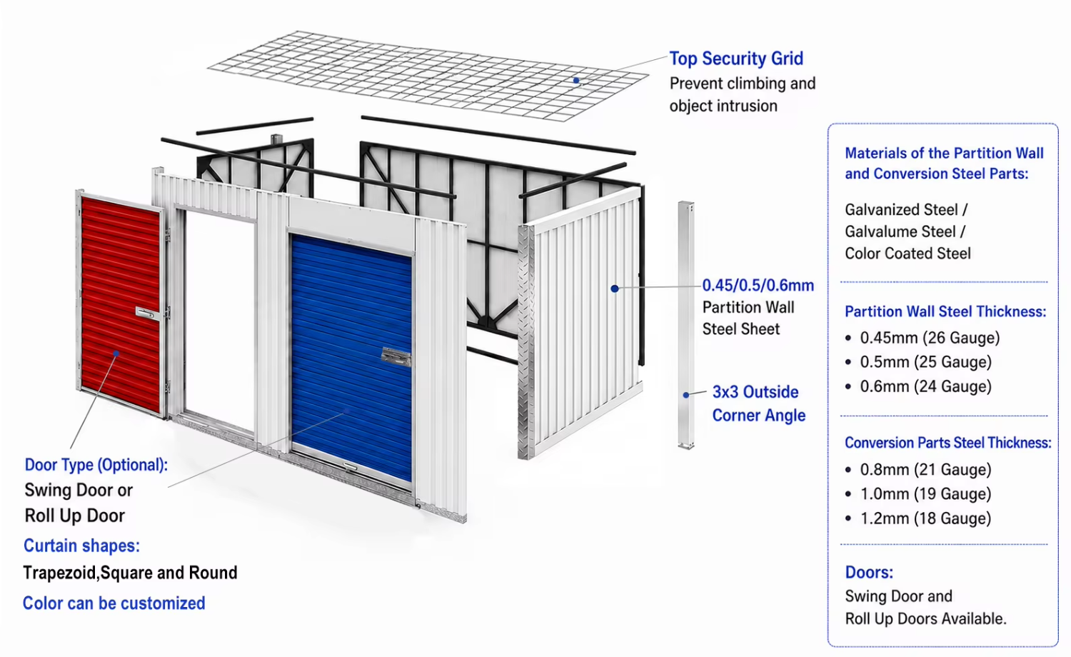 Portable Self Storage Units Commercial Steel Roll up Door Rental Business Solution for Locker Storage