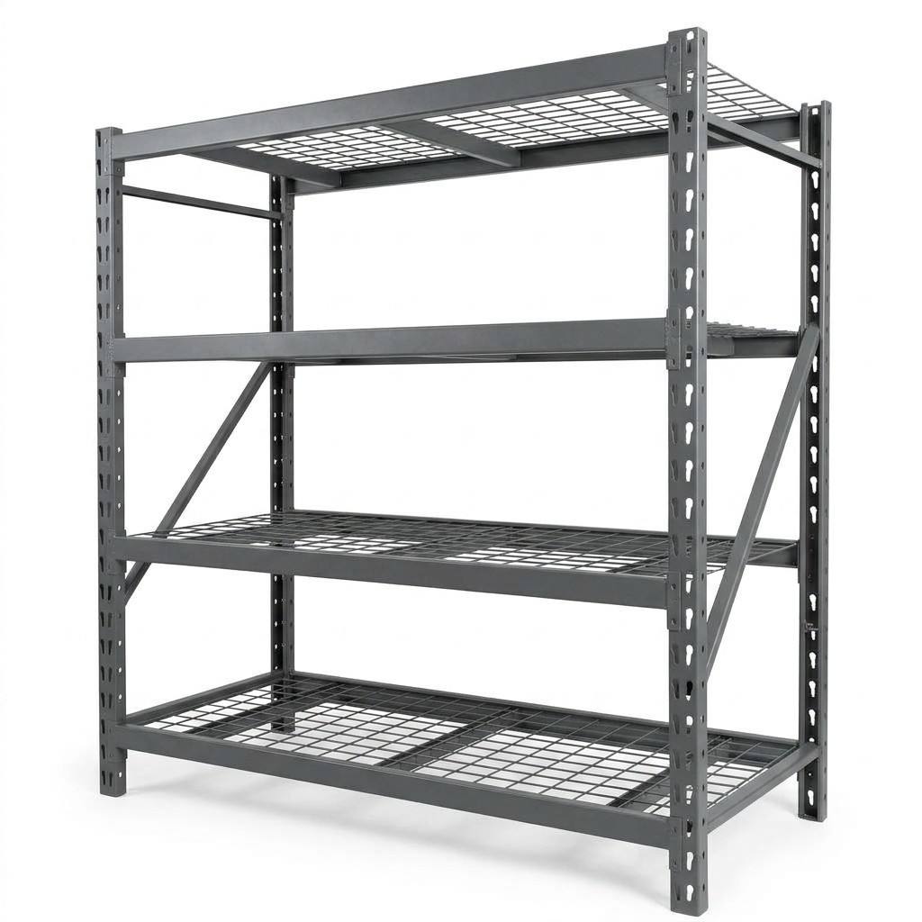 4 Level 800kg Per Layer Wire Deck Storage Rack Heavy Duty Reinforced Adjustable Warehouse Shelving