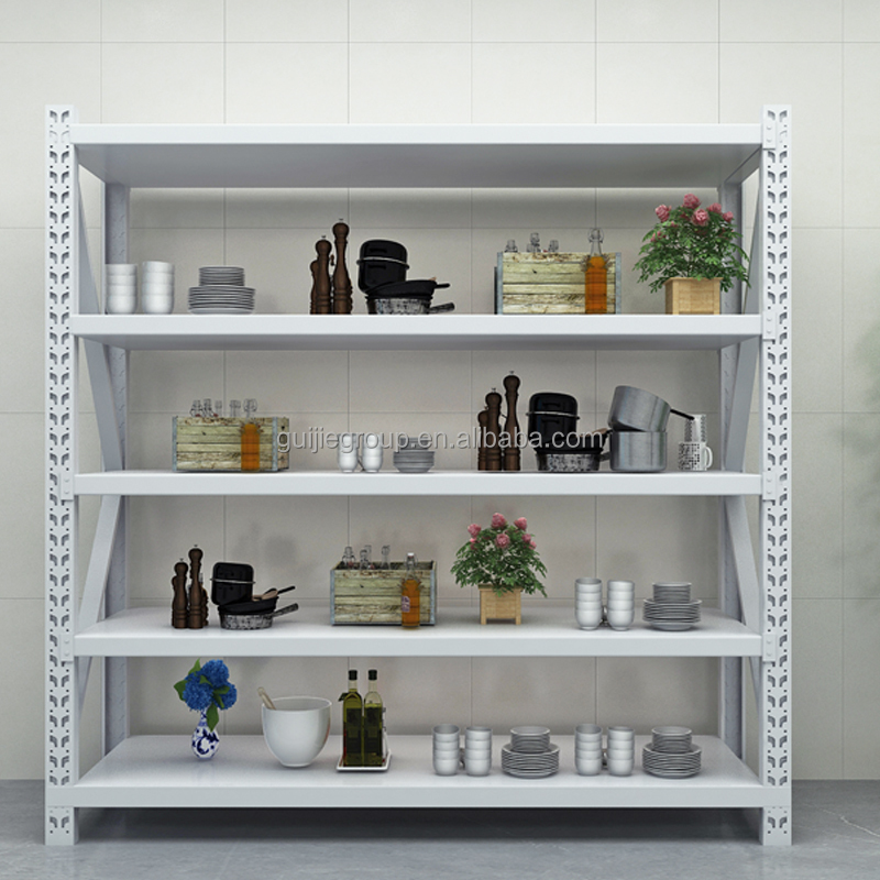 Heavy Duty Long Span Shelving Boltless Steel Storage Rack 4-Layer Adjustable Industrial Warehouse Metal Shelf 3D Design