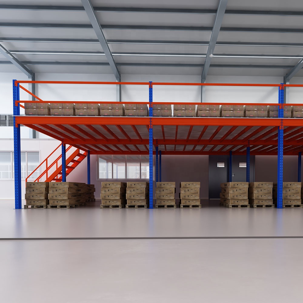 Industrial Steel Heavy Duty Mezzanine Floor Warehouse Platform Rack System with Adjustable Storage Capacity and Modular Design