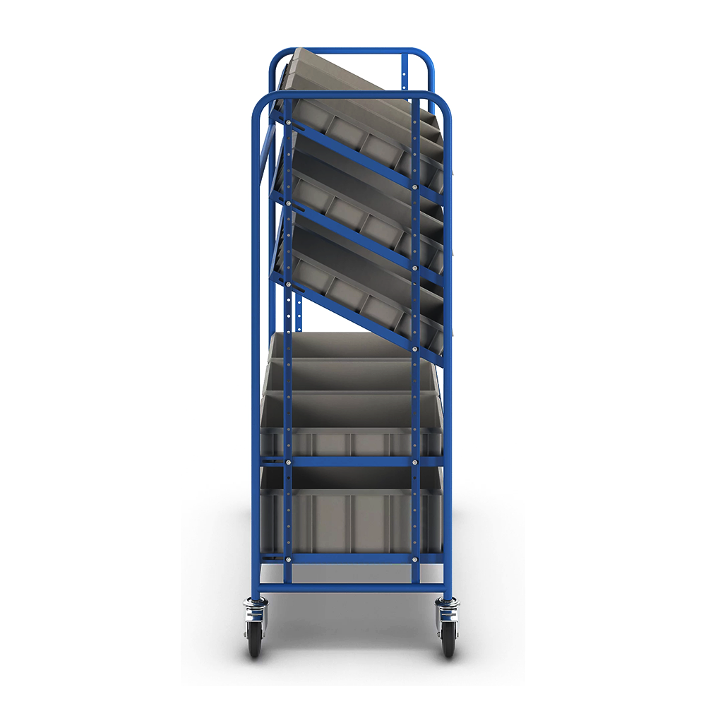 Order Picking Trolley Warehouse Euro Container Shelf Truck 5-level Inclined Shelf Trolley