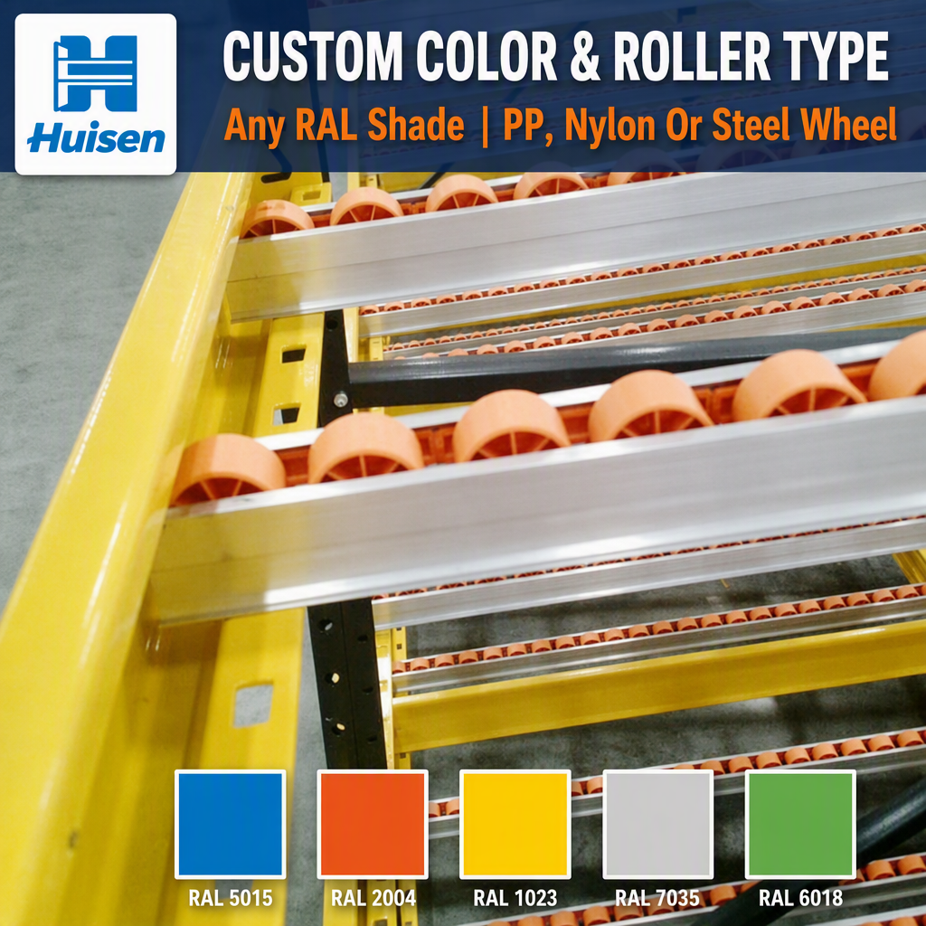 Warehouse Flow Rack Carton Gravity Roller FIFO Storage Racking System Heavy Duty Industrial OEM Custom Dynamic Metal Anti-Rust