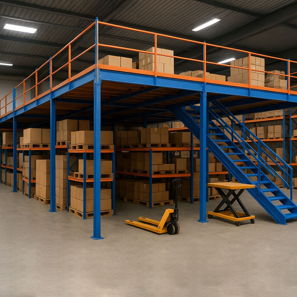 Industrial Steel Heavy Duty Mezzanine Floor Warehouse Platform Rack System with Adjustable Storage Capacity and Modular Design