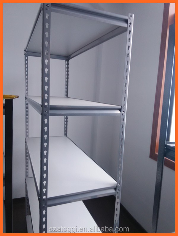 5 Layer Steel Slotted Angle Shelving Sheet Metal Storage Rack with MDF Shelves Corrosion Protection