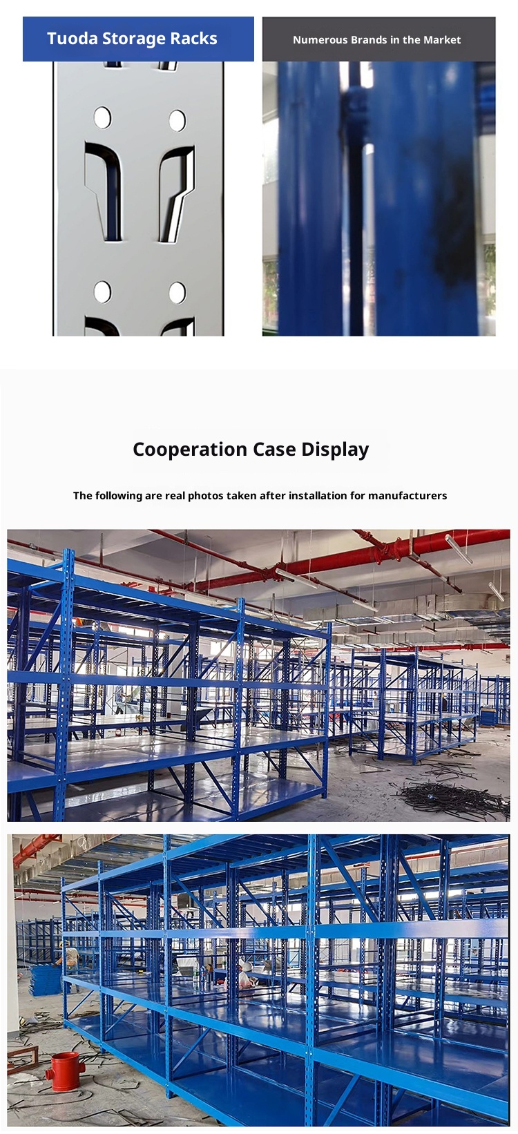 Steel upright frame for industrial storage