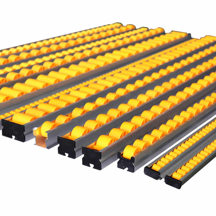 Industrial Storage Shelves Roller Track Large Load Capacity Rolling Rails Aluminium Fluent Strip Flow Rack