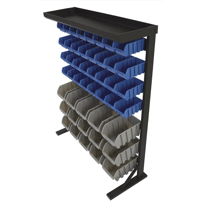 47 Bin Storage Rack Single Side Bulk Storage Rack Storage Bin Rack With Top Shelf- 47 Bins