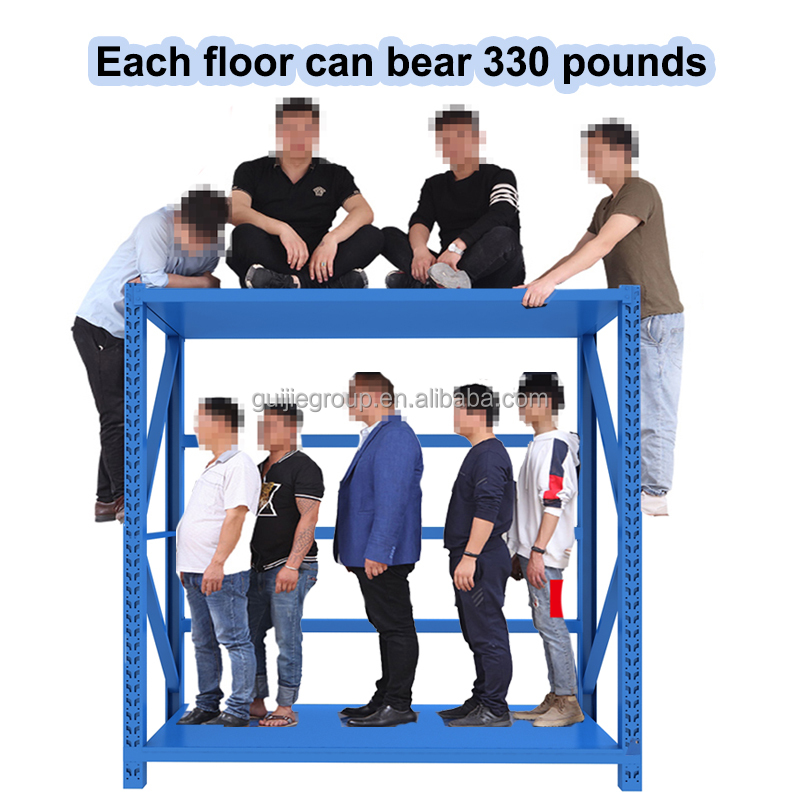 Heavy Duty Long Span Shelving Boltless Steel Storage Rack 4-Layer Adjustable Industrial Warehouse Metal Shelf 3D Design