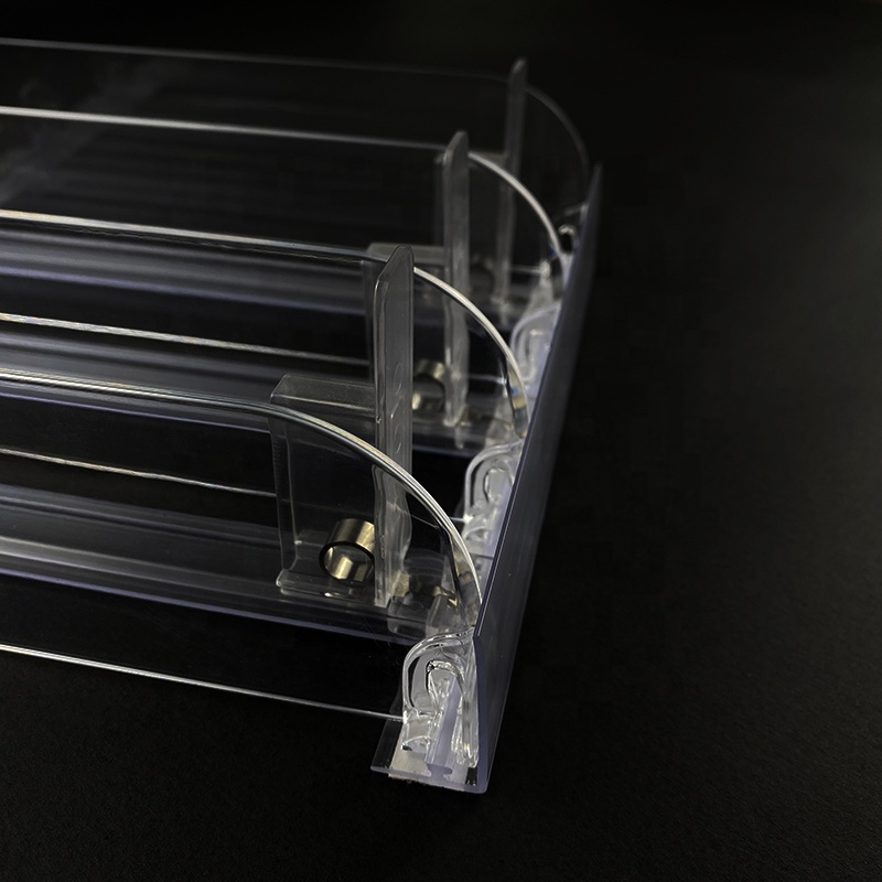 Retail Store Spring Loaded Auto Feed Transparent Plastic Divider Pusher System for Supermarket Shelves with Easy Install