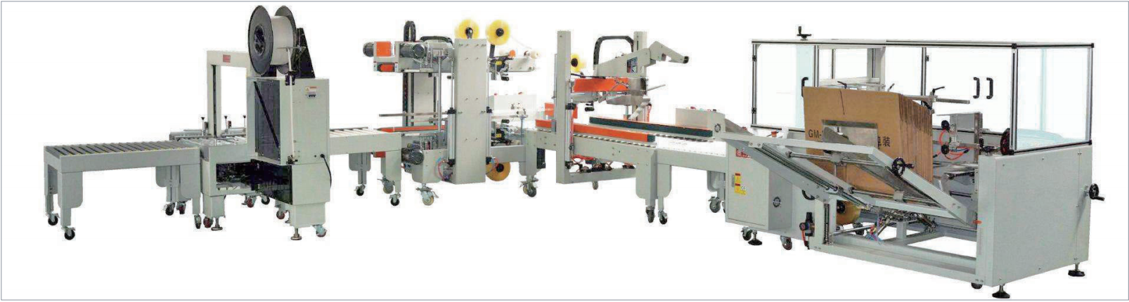 Unpacking and sealing assembly line machinery