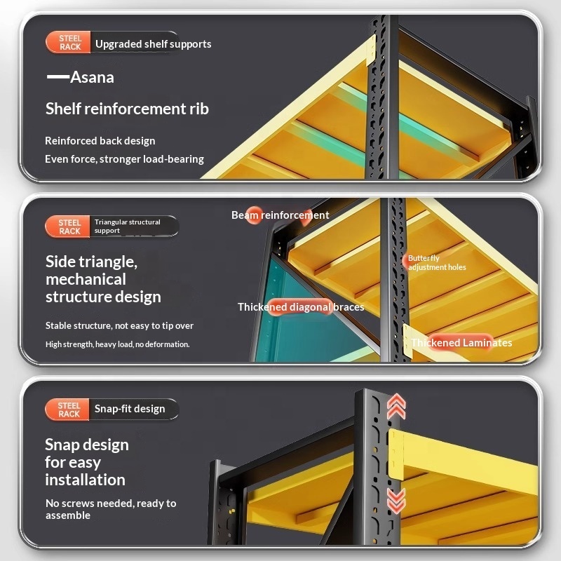 Boltless Adjustable Heavy Duty Load-Bearing 500kg/Layer 4-Layer Steel Storage Shelf Warehouse Industrial Stack Storage Racking