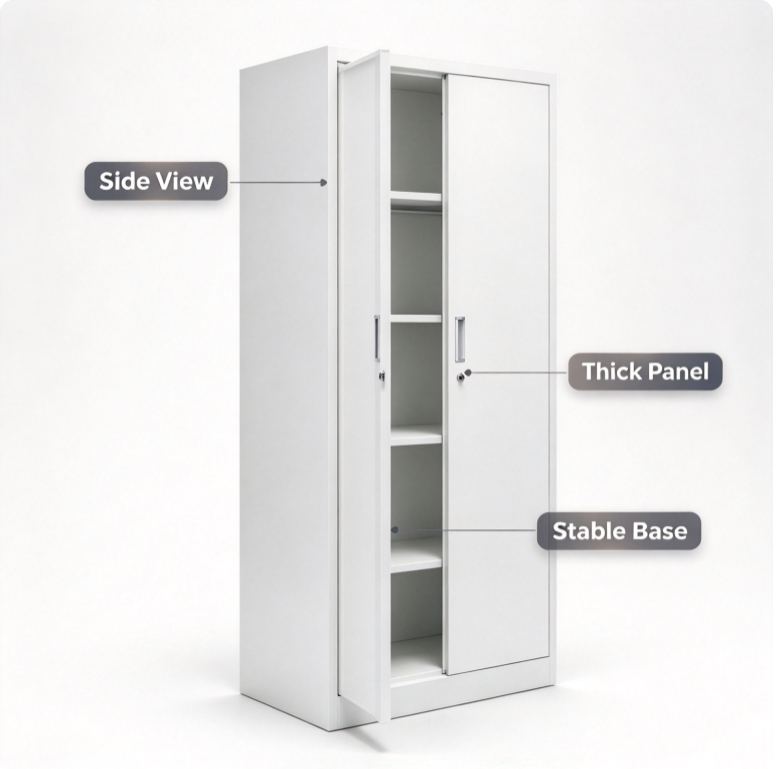 Commercial Heavy Duty Locking Metal Storage Cabinet with Adjustable Shelves and Double Doors for Office Garage Retail Warehouse