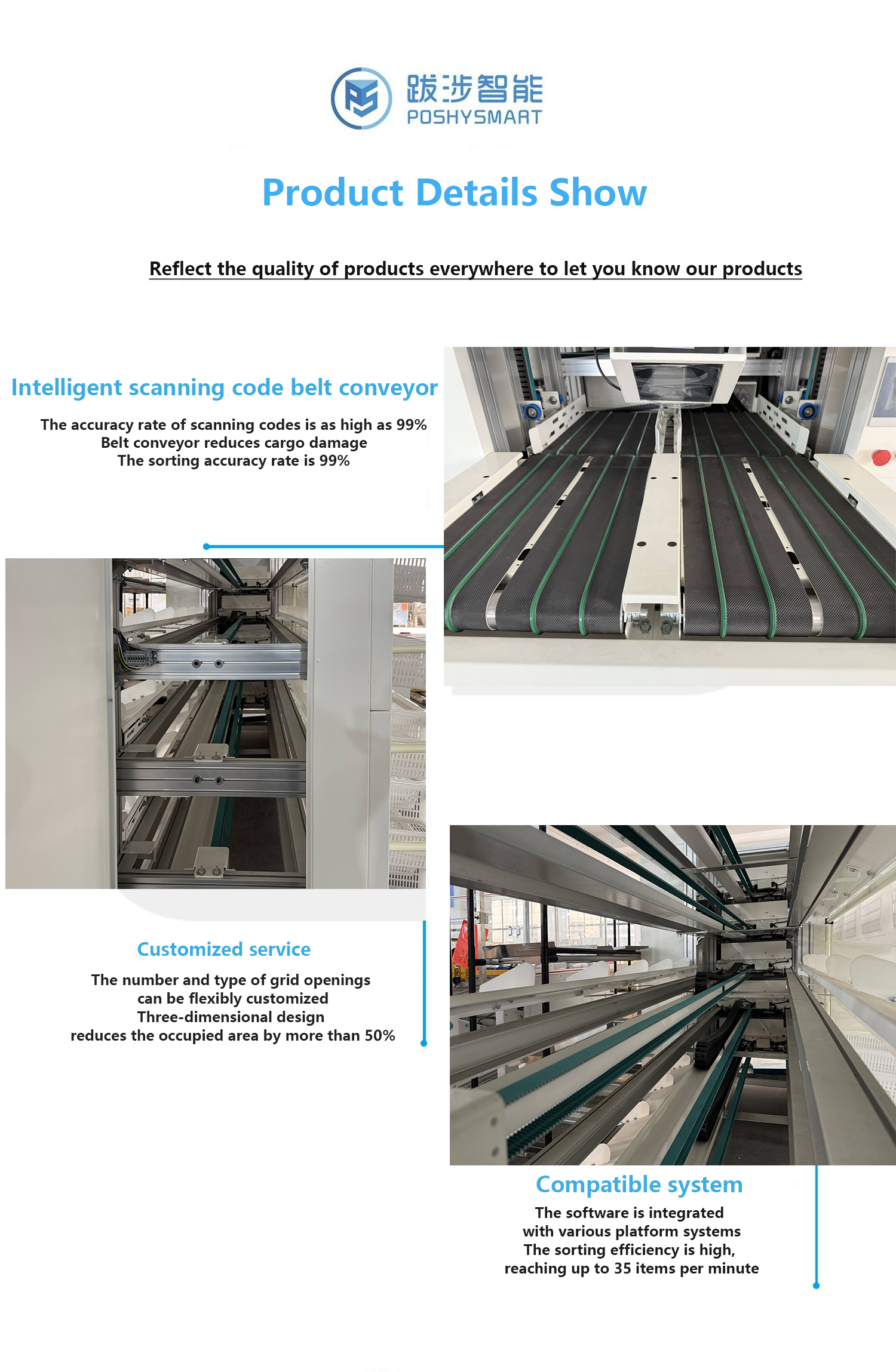 Parcel sorting machine view