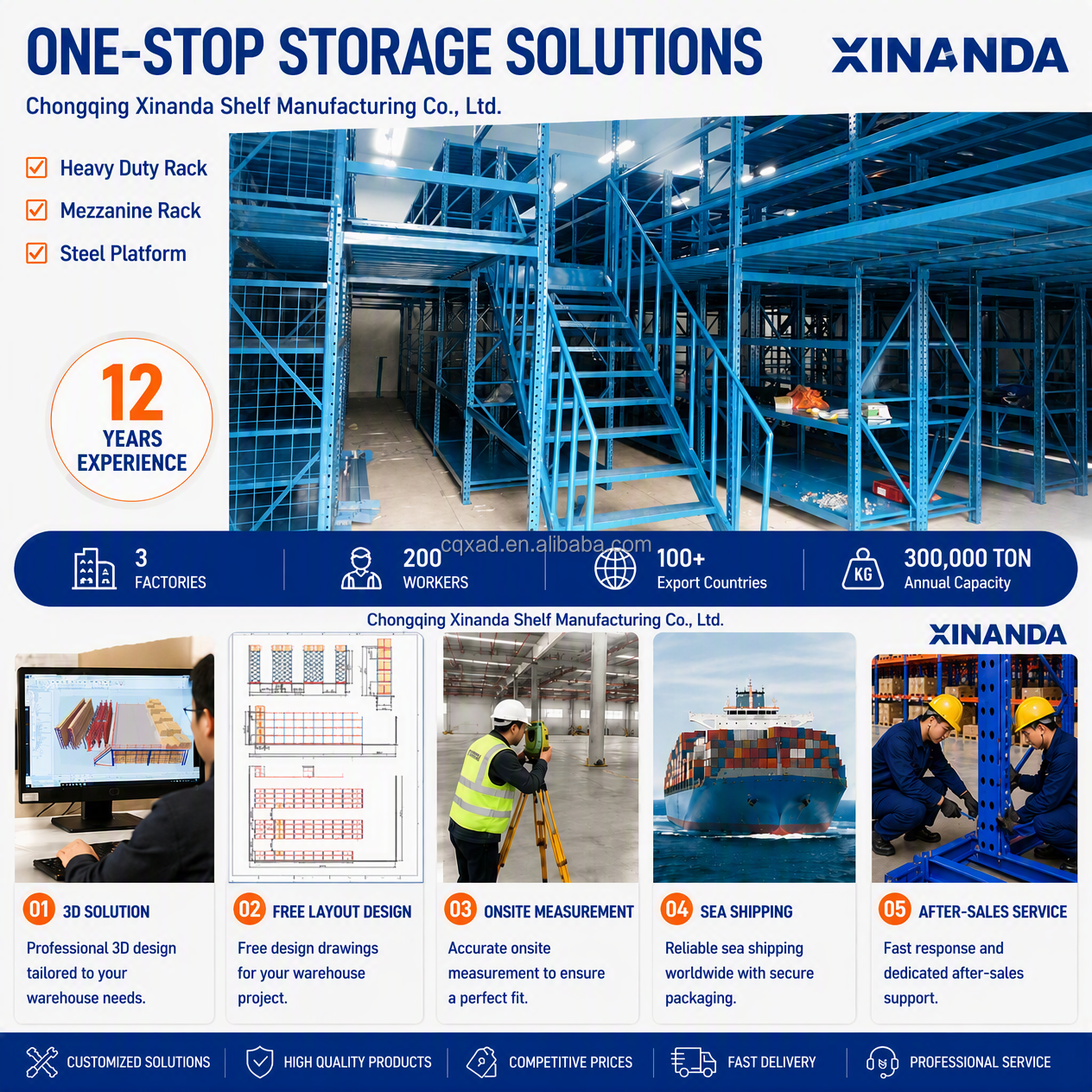 Customizable Foldable Heavy Duty Boltless Shelving Steel Storage Stacking Racks Shelves Double Deep Selective Pallet Racking