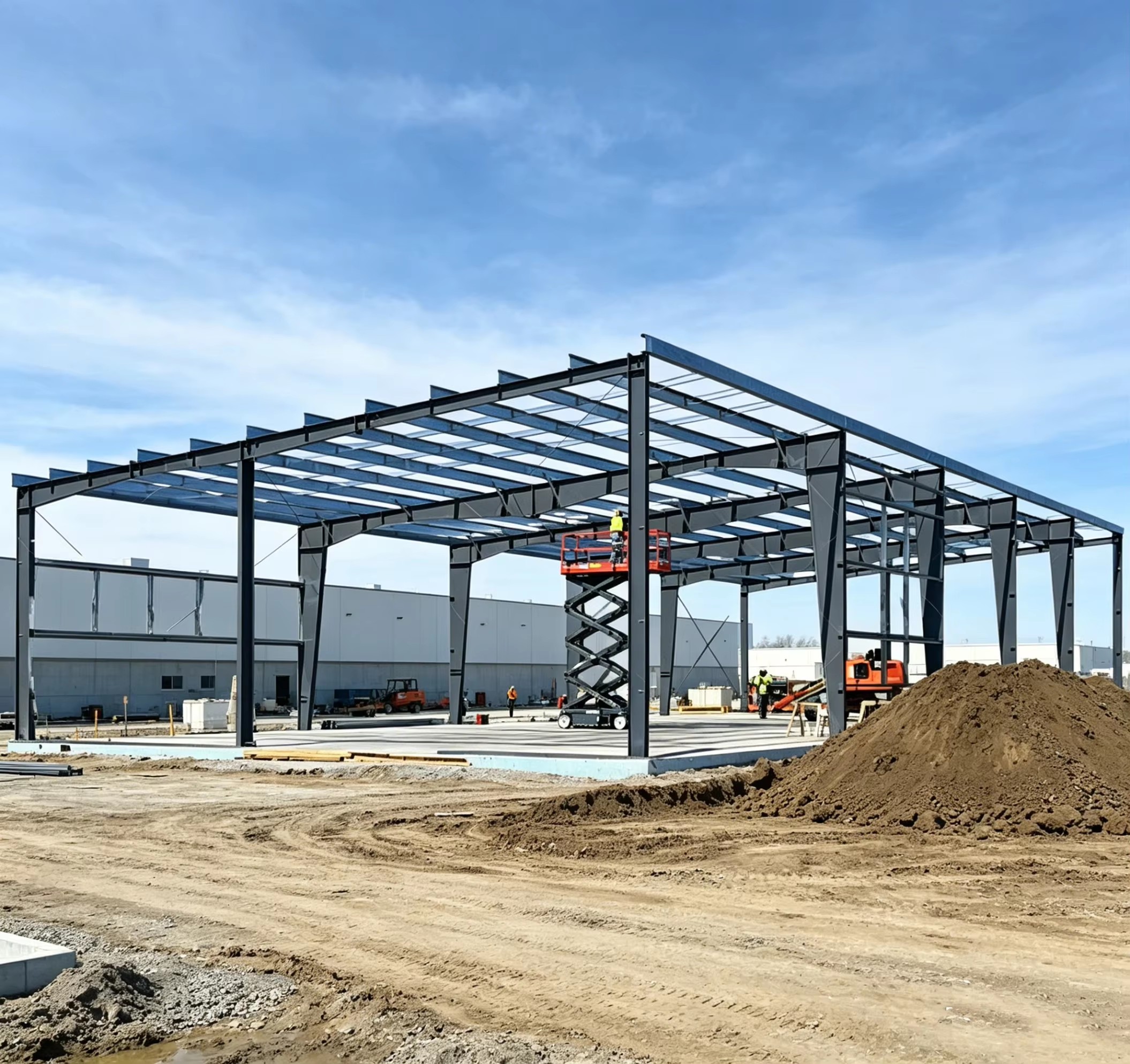 High Strength Prefabricated Steel Structure Warehouse Multi Functional Workshop Hangar Two-Car Parking Garage Storage Building