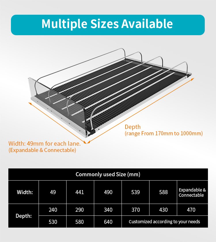 Customized Beverage Factory Manufacturer Gravity Pusher System Roller Shelves