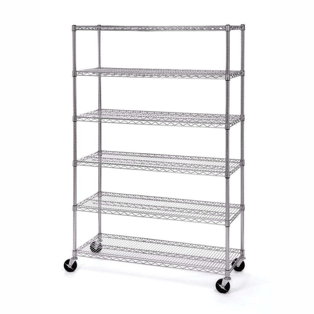 NSF &amp; ISO Certified Chrome Plated Six Layers Mobile Garage Metal Wire Shelving Shelf