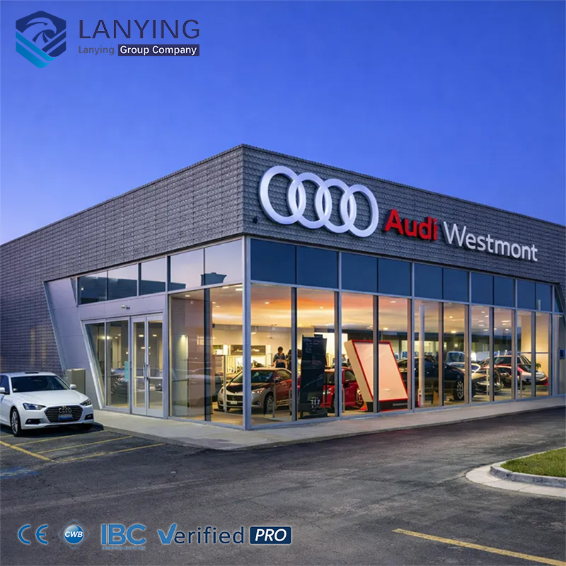 Modern Industrial Style 4S Shop Steel Structure Warehouse With Fast Installation |Suitable For Workshop,Factory,Storage