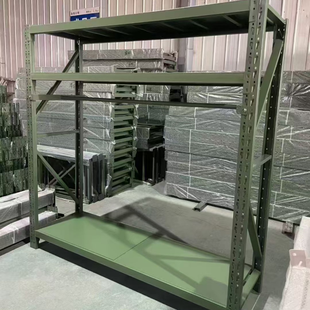 Heavy Duty Long Span Shelving Boltless Steel Storage Rack 4-Layer Adjustable Industrial Warehouse Metal Shelf 3D Design