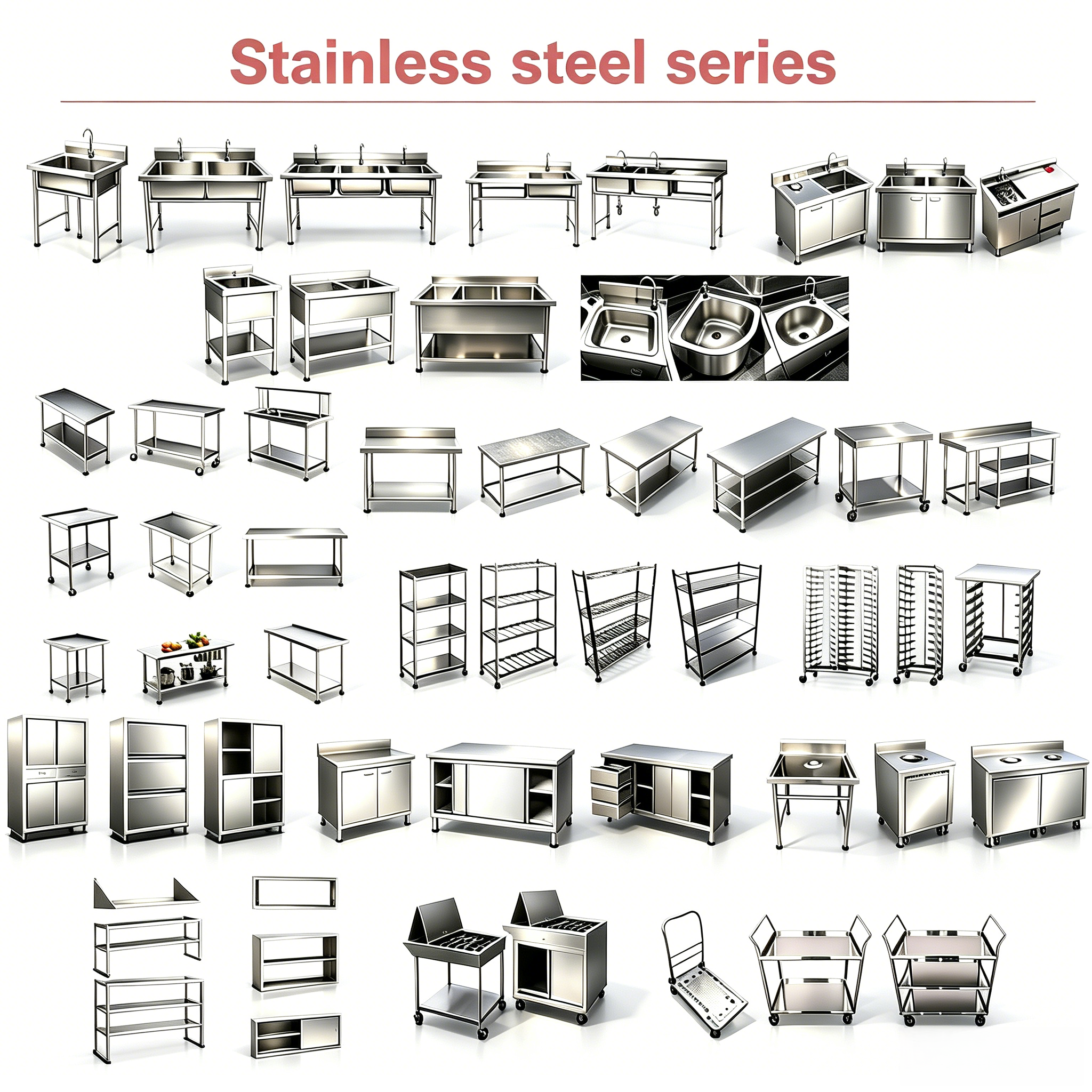 Easy to Clean 4 Tier Stainless Steel Storage Shelf Commercial Kitchen Shelving Unit for Restaurant Wholesale
