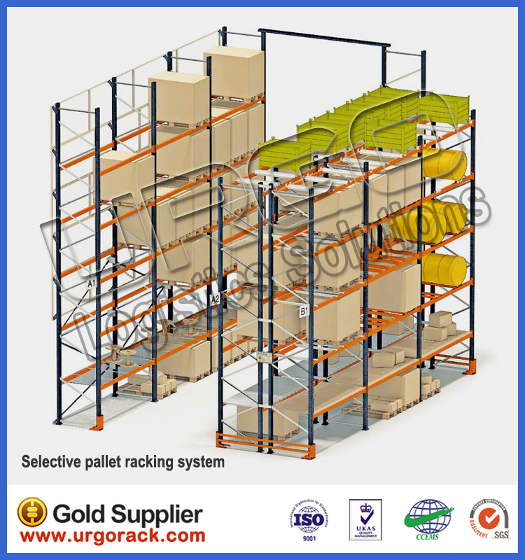 Industrial Steel Selective Pallet Rack Galvanized Powder Coated Corrosion Protection Screw Assembly Warehouse Garage Storage