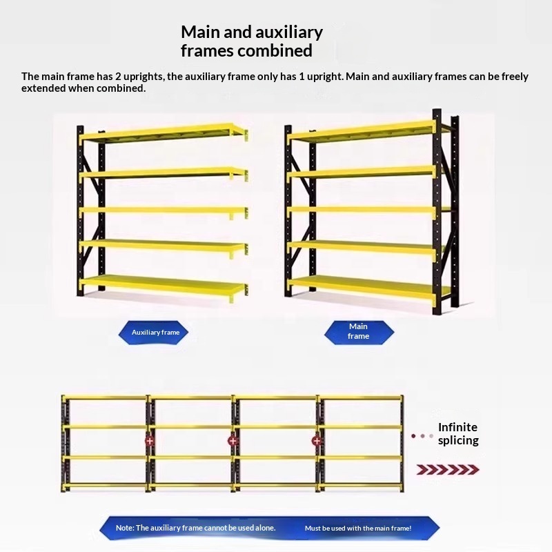 Boltless Adjustable Heavy Duty Load-Bearing 500kg/Layer 4-Layer Steel Storage Shelf Warehouse Industrial Stack Storage Racking