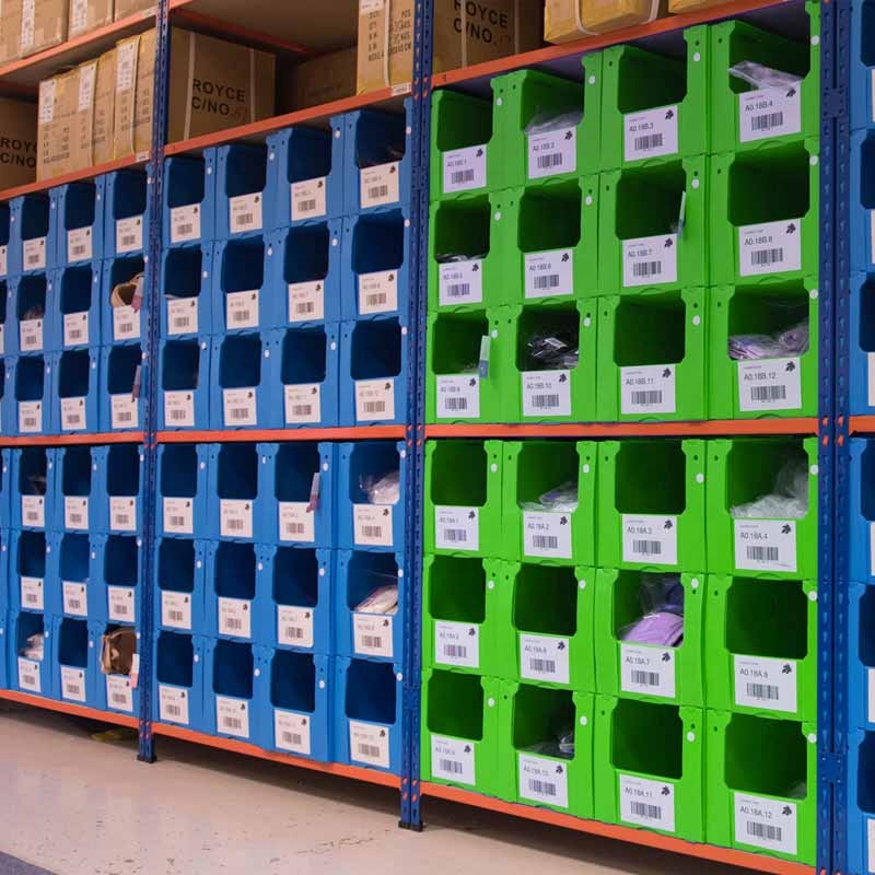 Corrugated Plastic SEMI-OPEN Stacking Warehouse Bin Small Spare Parts Pick Sorting Storage Organizer Box Bin Shelving Wholesale