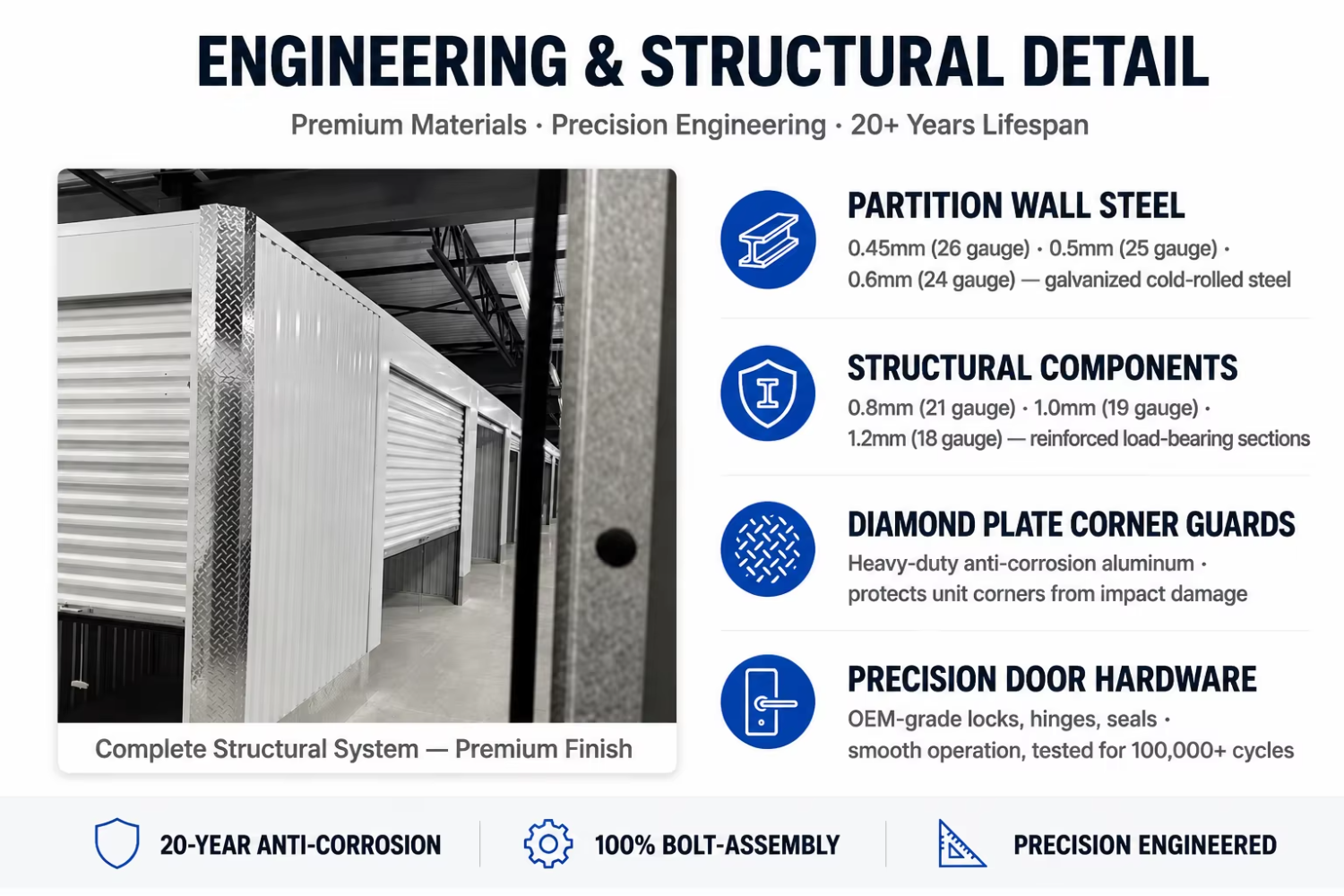 Self Storage Containers Units Business Modular Prefab Galvanized Steel Partition System Indoor Self Storage Unit