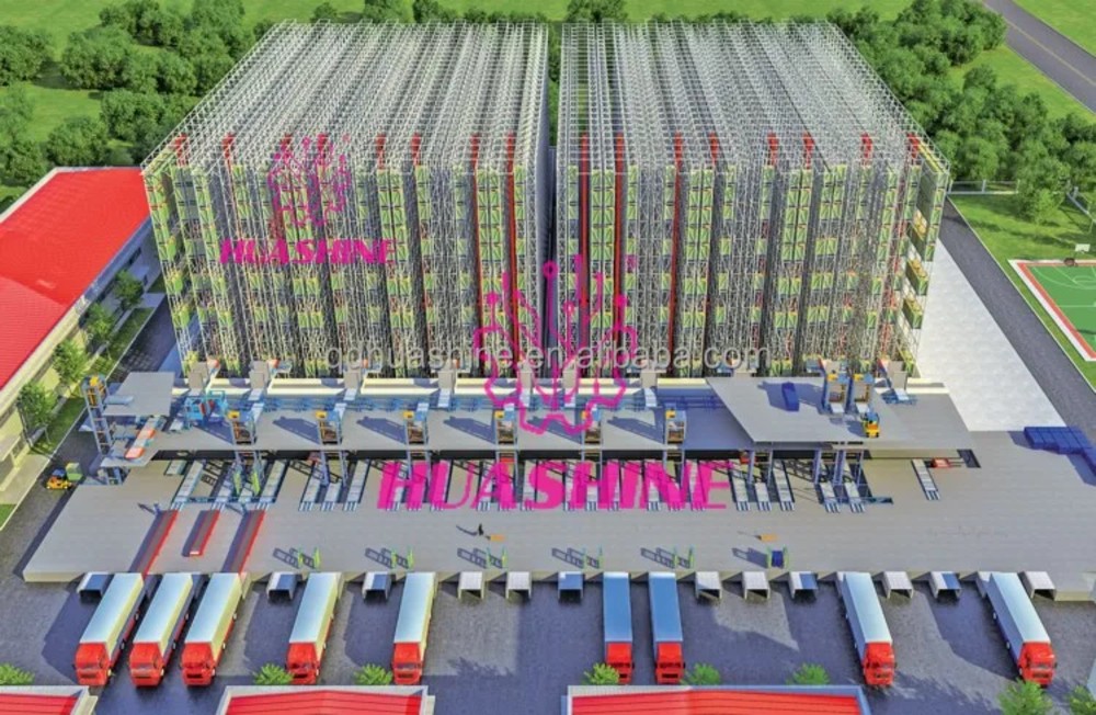 Heavy Duty Scale STACKER CRANE and on Request Capacity Pallet Racking Auomated ASRS Warehouse HUASHINE INTELLIGENT