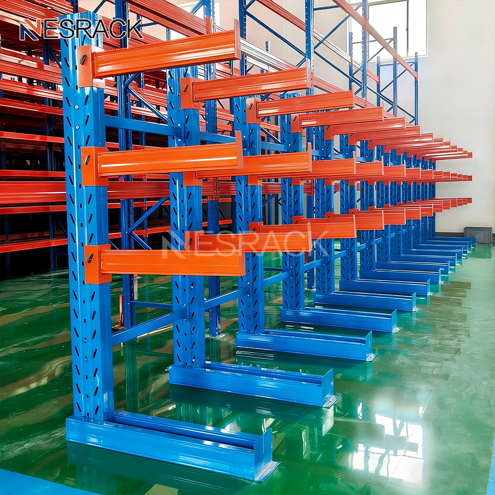 Adjustable Customized Heavy Duty Rack Warehouse Storage 4 Layers Cantilever Rack Steel Single Long Arm Support For Industrial