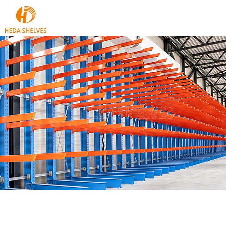 Blue-orange Cantilever Shelves Warehouse Racking System Factory Shelf Storage of Long Goods Irregular Goods Strong Load-bearing