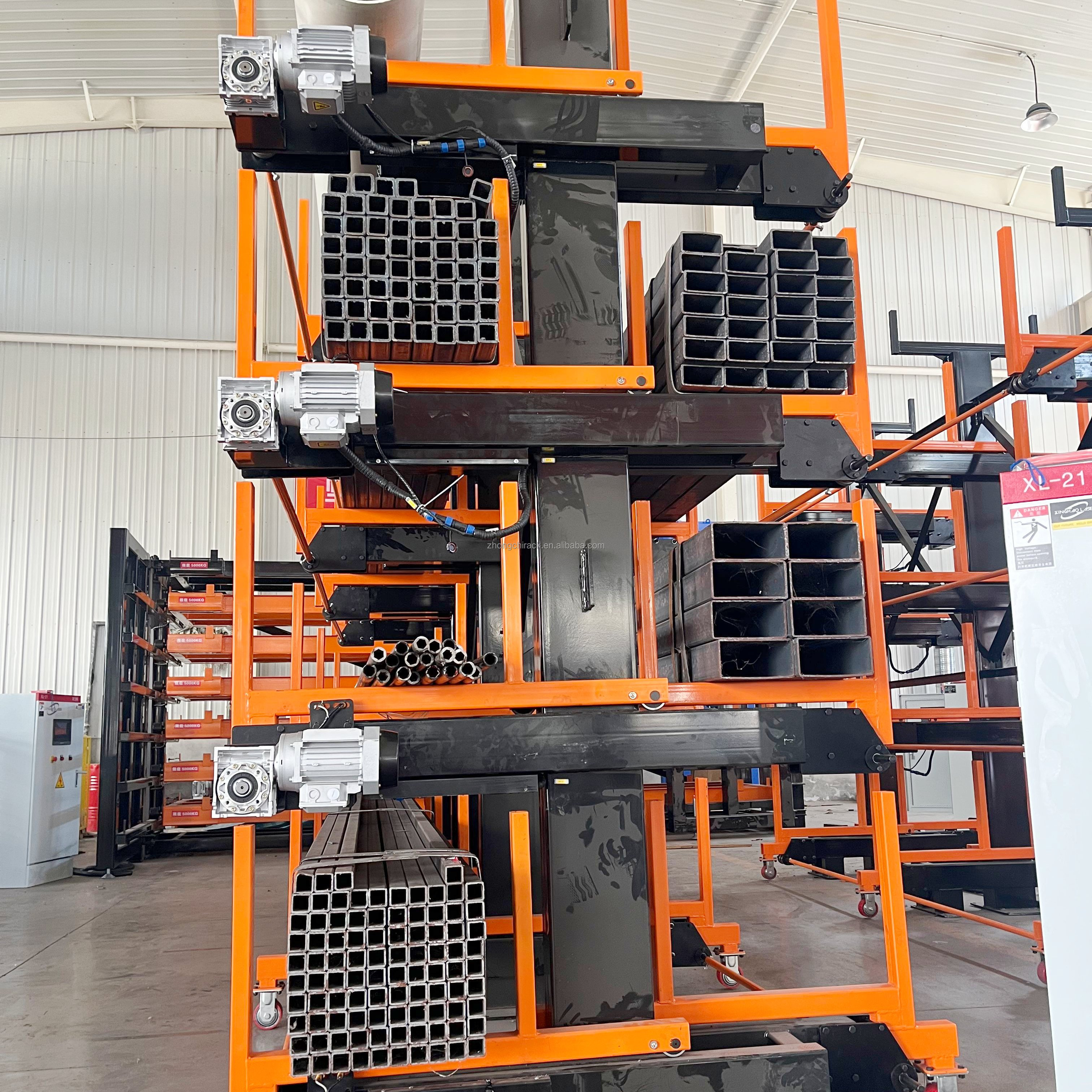Automatic PLC Control Factory Warehouse Cantilever Shelving Telescopic Storage Rack Electric Heavy Duty Steel For Long Profiles