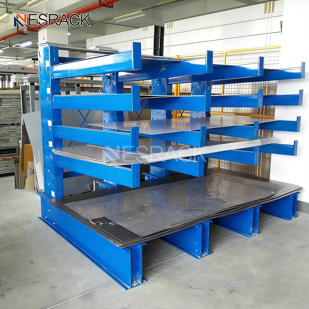 Adjustable Customized Heavy Duty Rack Warehouse Storage 4 Layers Cantilever Rack Steel Single Long Arm Support For Industrial