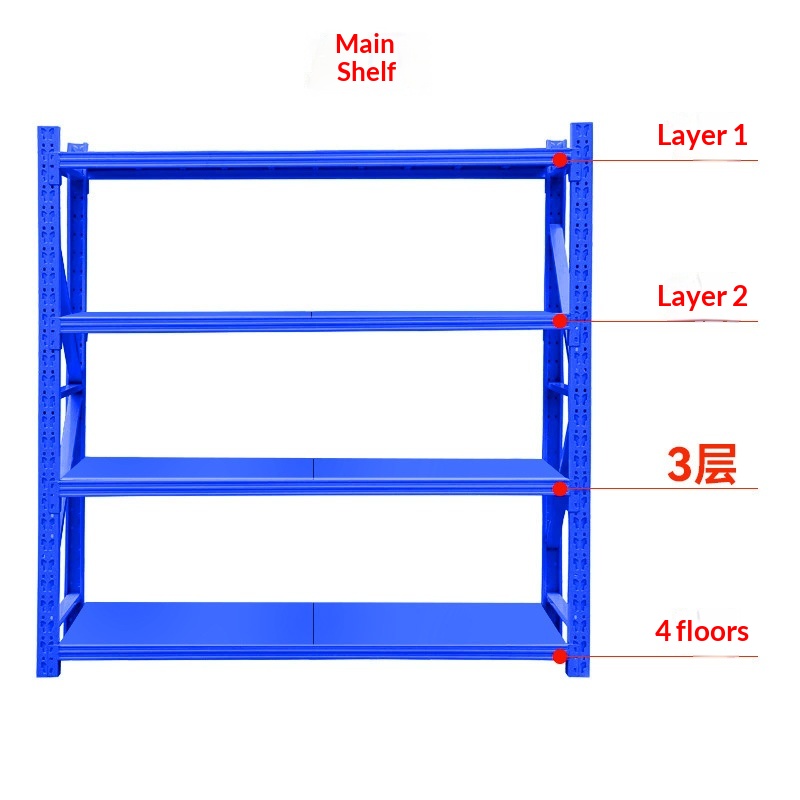 Factory Shelf 200KG Medium-sized Wholesale Warehouse Rack Adjustable Load-bearing Thickened Style Storage Floor-standing