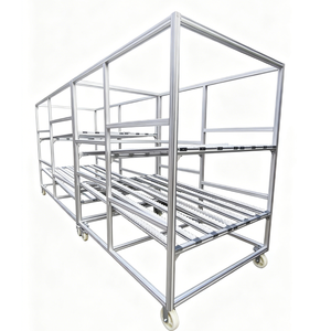Factory Customized Industrial Aluminum Profile Flow Rack Mobile FIFO Roller Track Shelving Cart With Casters