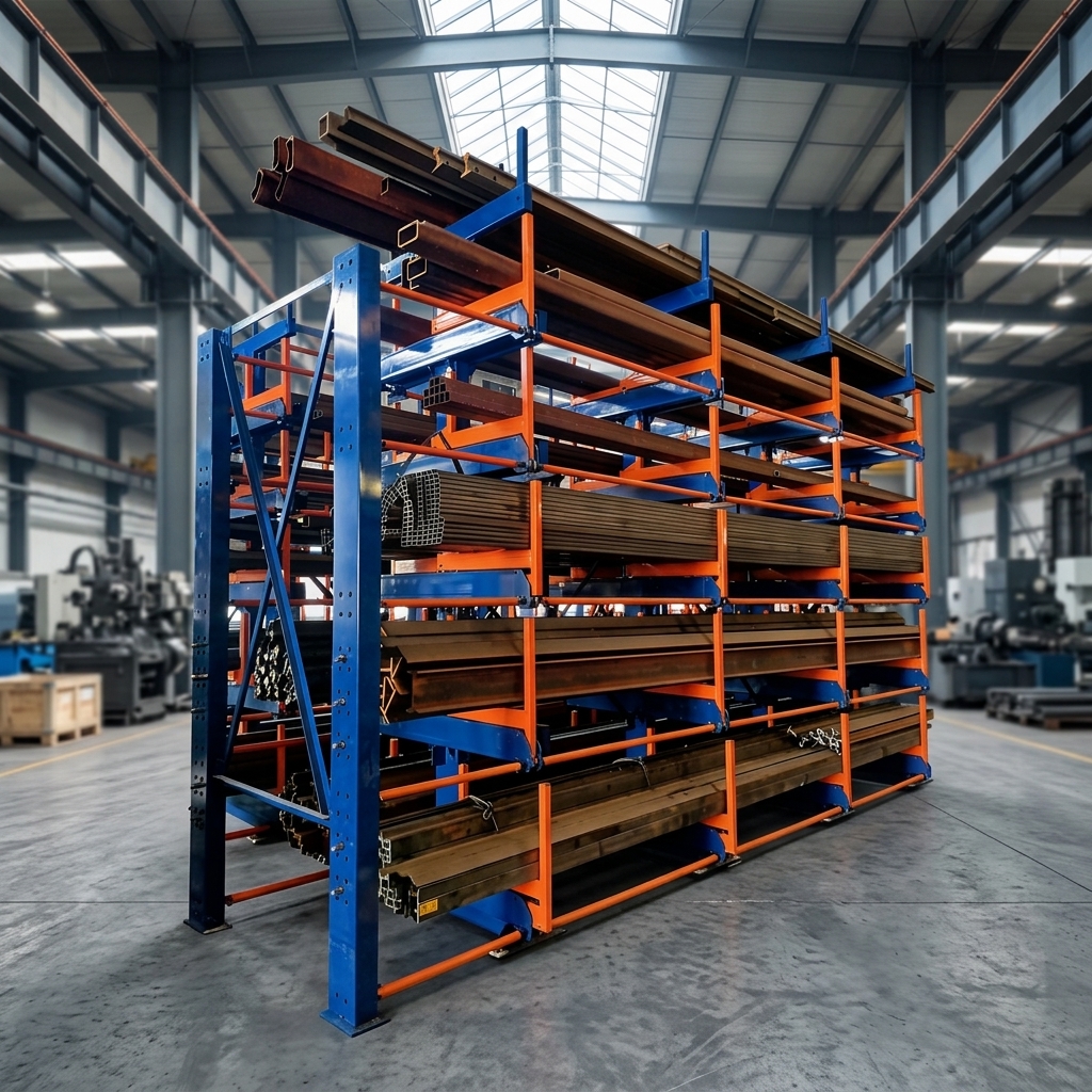 Heavy Duty Steel Telescopic Cantilever Rack System Powder Coated Corrosion Resistant Customized Industrial Warehouse Racking