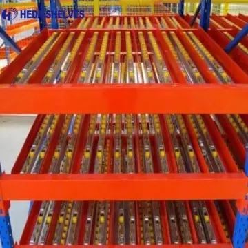 Carton flow gravity roller shelving