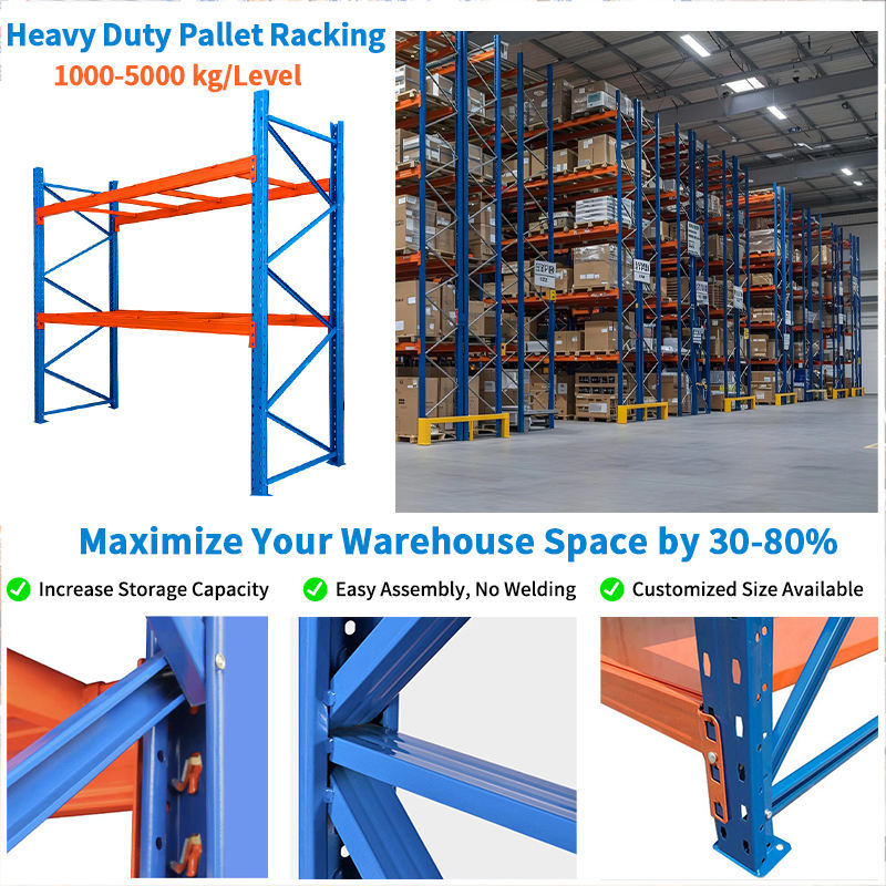 Steel Warehouse Van Rack System Heavy Duty Adjustable Corrosion Protected Epoxy Powder Coated Stacking Pallet Shelves Single