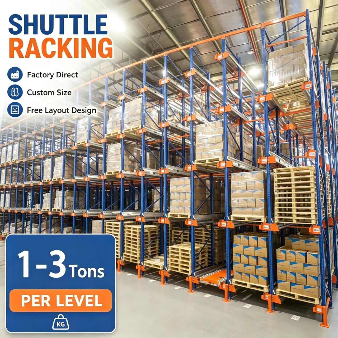Custom Radio Shuttle Rack Steel Warehouse Equipment for Cold Storage Bulk Goods Picking