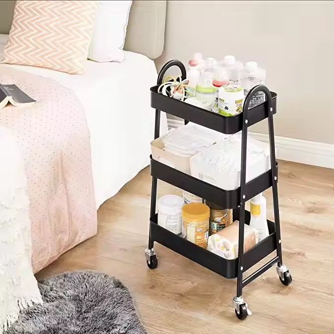3 Tier Rolling Rack Stainless Steel Kitchen and Bathroom Kitchen Islands &amp; Carts