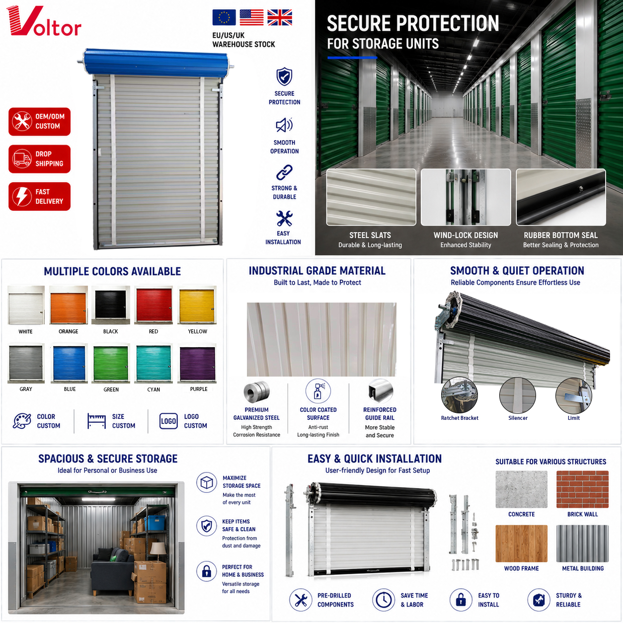 Portable Self Storage Units Commercial Steel Roll Up Door Rental Business Solution For Locker Storage