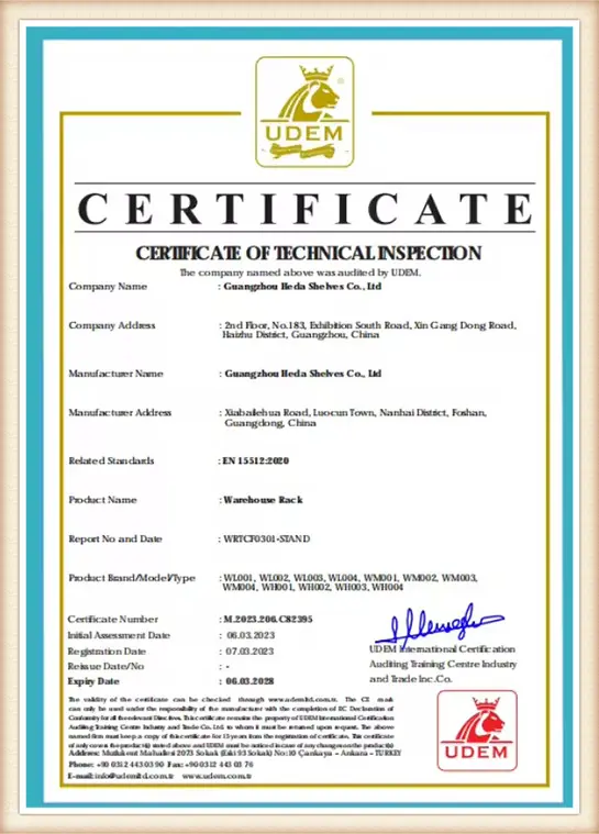 HEDA ISO 9001 Certificate Document